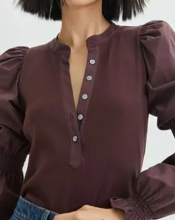 Veronica Beard Effy Puff-Sleeve Top -Veronica Beard Sales 2023 j2209jy020s0379 oxblood product 02 c6675b08