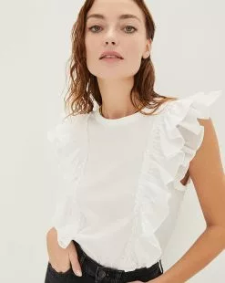 Veronica Beard Bardot Ruffle Tee