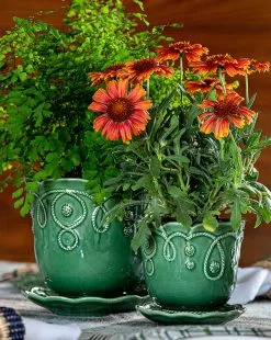 Veronica Beard Jardins Du Monde Green 7.5" Planter -Veronica Beard Sales 2023 jm137g product 03 49165021